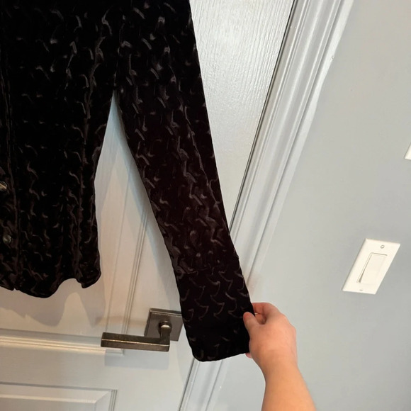 VTG Amnesia Paris Crushed Velvet Jacket Size 2 Black Whimsigoth Fairy Witchy 90s - Picture 6 of 13